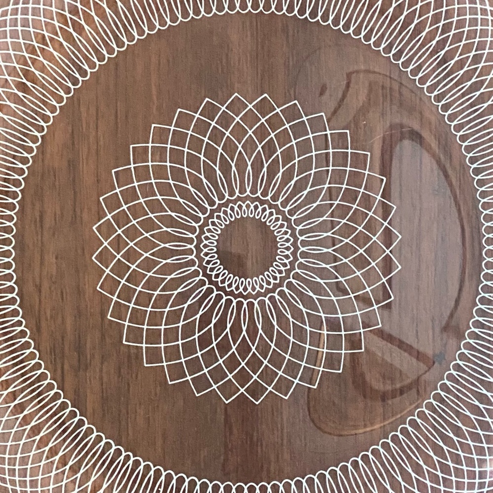 MOD OpArt Serving Platter MCM Denmark Art Glass Plate Spirograph Corona
